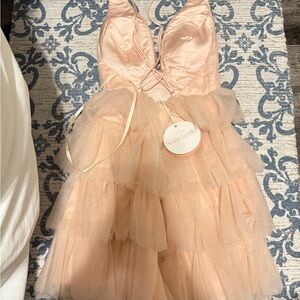 Selfie Leslie Elegant Peach Ruffled Dress